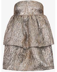 Amy Lynn - Sara Tiered-hem Metallic-jacquard Woven Mini Dress - Lyst