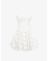 House Of Cb - Elara Broderie-Anglaise Cotton Mini Dress - Lyst