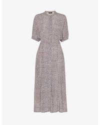 Whistles - Dashed Leopard-print Woven Midi Dress - Lyst