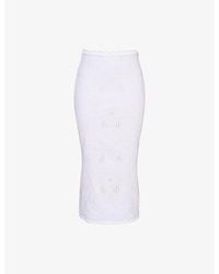 House Of Cb - Antonie Broderie-Anglaise Slim-Fit Cotton Midi Skirt Xs (A-C Cup) - Lyst
