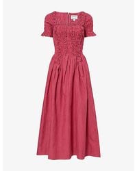 Damson Madder - Raphaela Ruffle Cotton Midi Dress - Lyst