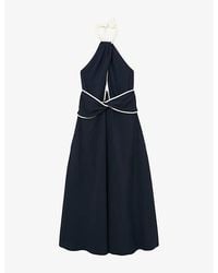 Reiss - Blair Halterneck Stretch-Woven Midi Dress - Lyst
