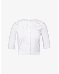 Valentino Garavani - Floral-pattern Slim-fit Cotton-knit Cardigan - Lyst