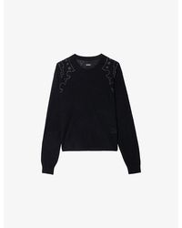 Zadig & Voltaire - Swapy Rhinestone-Embellished Cashmere Jumper - Lyst