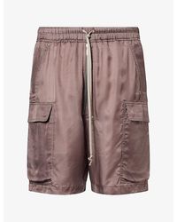 Rick Owens - Cargobela Patch-Pocket Satin Shorts - Lyst