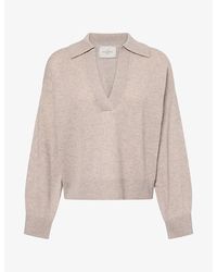LeKasha - Polo V-Neck Brushed Cashmere Jumper - Lyst