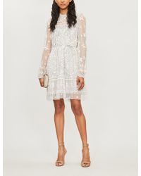 Needle & Thread Esme Floral-embroidered Chiffon Dress - Multicolour