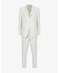 Eleventy - Striped Single-Breasted Tapered-Leg Regular-Fit Stretch-Linen, Wool And Silk-Blend Suit - Lyst