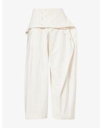 Issey Miyake - Grainy Wrap-Over Cotton-Blend Trousers - Lyst
