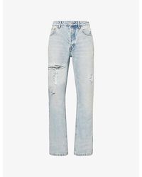 Cole Buxton - Light-Wash Ripped Denim Jeans - Lyst