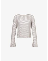 Twp - Slash-Neck Open-Knit Crochet Top - Lyst