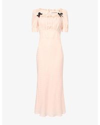 Alessandra Rich - Printed Square Neck Silk Maxi Dress - Lyst