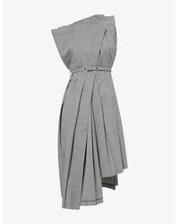 Junya Watanabe - Pleated Asymmetric Wool-Blend Midi Dress - Lyst