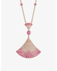BVLGARI - Divas' Dream 18ct Rose-gold, 3.53ct Pink Sapphire And 1.01ct Diamond Pendant Necklace - Lyst