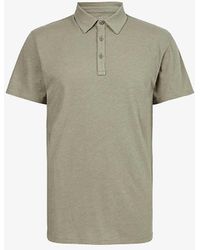 AllSaints - Figure Raw-edge Organic Cotton-jersey Polo Shirt - Lyst