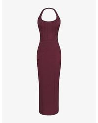House Of Cb - Lusilla Halterneck Stretch-Mesh Midi Dress Xs (A-C Cup) - Lyst