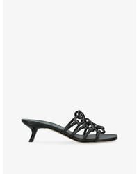 Loewe - Petal Anagram 45 Leather Heeled Slides - Lyst