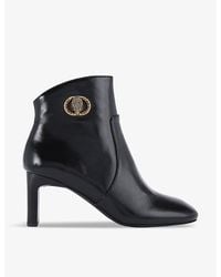 Kurt Geiger - Chelsea Eagle-Embellished Heeled Leather Boots - Lyst