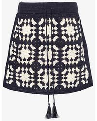 FRAME - Crochet Tassel-embellished Cotton-blend Knitted Mini Skirt - Lyst