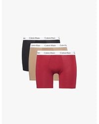 Calvin Klein - Branded-waistband Pack Of Three Stretch-cotton Boxer Briefs - Lyst