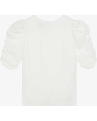 Ted Baker - Puff-sleeved Round-neck Organza Top - Lyst