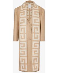 Givenchy - Branded-panel Relaxed-fit Wool And Silk-blend Coat - Lyst