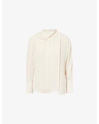 Victoria Beckham - Seam-Detail High-Neck Woven Blouse - Lyst