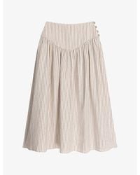 OMNES - Lucille Flared Linen-Blend Midi Skirt - Lyst