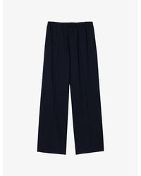 Sandro - Elasticated-Waist Wide-Leg Stretch Wool-Blend Trousers - Lyst