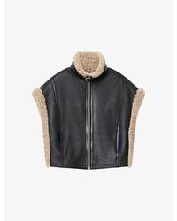 AllSaints - Marlin Reversible Leather And Shearling Gilet - Lyst