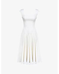 House Of Cb - Raisa Square-Neck Twill Woven Midi Dress Xs (A-C Cup) - Lyst