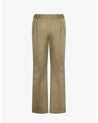 Loewe - Pleated Straight-leg Cotton-twill Trousers - Lyst