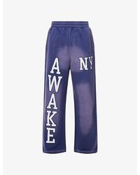 AWAKE NY - Text Logo-Embroidered Cotton Jogging Bottoms - Lyst