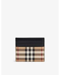 Burberry - Sandon Check-print Faux-leather Card Holder - Lyst