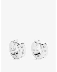 Apm Monaco - Love Rhodium Plated Alloy And Cubic Zirconia Mini Hoop Earrings - Lyst