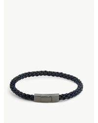 Tateossian Fettuccine Leather Bracelet - Blue