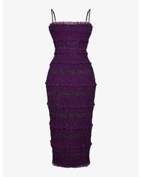 House Of Cb - Solana Sequin-embellished Pleated Woven Maxi Dress - Lyst