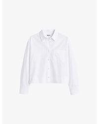 Ro&zo - Cropped Long-Sleeve Cotton-Poplin Shirt - Lyst