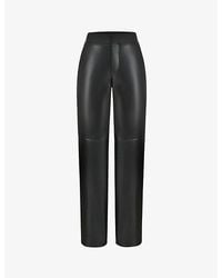 House Of Cb - Omaria Wide-leg Mid-rise Pu-leather Trousers - Lyst
