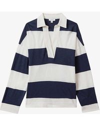 Reiss - Vy/ivory Abigail Striped Cotton Ruby Top - Lyst