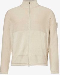 Stone Island - Funnel-neck Logo-badge Cotton And Cashmere-blend Jumper X - Lyst