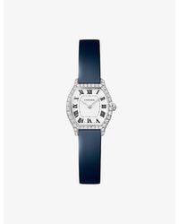 Cartier - Tortue Mini Model 18Ct- 0.04Ct Brilliant-Cut Diamond And Leather Strap Quartz Watch - Lyst