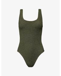 Hunza G - Square-Neck Seersucker Swimsuit - Lyst