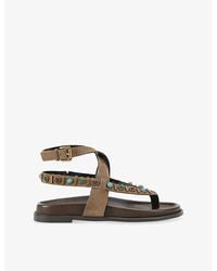 KG by Kurt Geiger - Ronny Flat Suede Sandals - Lyst