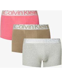 Calvin Klein - Logo-waistband Pack Of Three Stretch-cotton Trunks X - Lyst