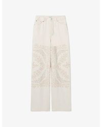 Claudie Pierlot - Wide-Leg Embroidered Denim Jeans - Lyst