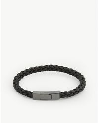 Tateossian Fettuccine Leather Bracelet - Black