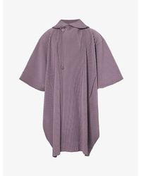 Homme Plissé Issey Miyake - Pleated Cape-sleeved Relaxed-fit Knitted Hooded Coat - Lyst