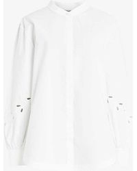 AllSaints - Marcie Val Embroidered-cuffs Relaxed-fit Organic-cotton Shirt - Lyst