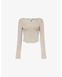 Alaïa - Long-Sleeve Corset Wool-Blend Top - Lyst